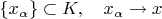 $\{x_\alpha\}\subset K,\quad x_\alpha\to x$