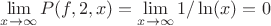 $\lim \limits_{x \to \infty} {P(f,2,x)}=\lim \limits_{x \to \infty} {1/\ln(x)}=0$