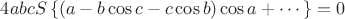 $4abcS\left\{\left ( a-b  \cos c -c \cos b \right) \cos a + \cdots \right\} =0$