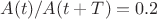 $A(t)/A(t+T)=0.2$