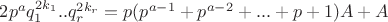 $ 2 p^aq_1^{2k_1}..q_r^{2k_r} =  p(p^{a-1} + p^{a-2} + ... + p + 1)A + A $