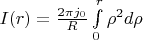 $I(r) = \frac{2 \pi j_0}{R} \int\limits_{0}^{r} \rho^2 d \rho$