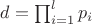 $d = \prod_{i = 1}^{l}p_i$