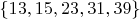 $\{13,15,23,31,39\}$