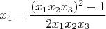 $x_4=\dfrac{(x_1x_2x_3)^2-1}{2x_1x_2x_3}$