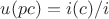 $u(pc)=i(c)/i$ $u(pc)=i(c)/i$