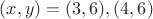$(x,y)=(3,6),(4,6)$