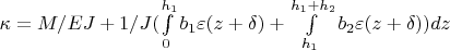 $\kappa=M/EJ+1/J(\int\limits_{0}^{h_1} b_1\varepsilon(z+\delta)+\int\limits_{h_1}^{h_1+h_2} b_2\varepsilon(z+\delta))dz$
