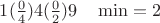 $1(\frac{0}{4})4(\frac{0}{2})9\quad \min=2$