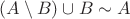 $ (A \setminus B) \cup B \sim  A$