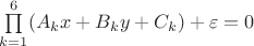 $\prod\limits_{k=1}^6(A_kx+B_ky+C_k)+\varepsilon=0$