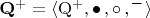 $\mathbf{Q^+} =  \langle \mathrm{Q^+}, \bullet\,, \circ\,, \overline{\phantom{a}} \,\rangle$