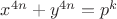 $x^{4n}+y^{4n}=p^k$