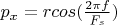 $p_x=rcos(\frac{2\pi f}{F_s})$
