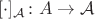 $[\cdot]_{\mathcal A}\colon A\to\mathcal A$