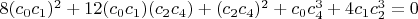 $8 (c_0 c_1)^2+12 (c_0 c_1) (c_2 c_4)+(c_2 c_4)^2+c_0 c_4^3+4 c_1 c_2^3=0$