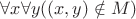 $\forall x\forall y((x,y)\notin M)$