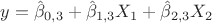 $y=\hat{\beta}_{0,3}+\hat{\beta}_{1,3}X_1+\hat{\beta}_{2,3}X_2$