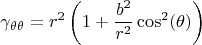 $$
\gamma_{\theta \theta} = r^2 \left( 1+\frac{b^2}{r^2} \cos^2 (\theta) \right)
$$