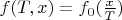 $f(T,x)=f_0(\frac {x}{T})$