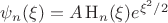 $\psi_n (\xi) = A \operatorname{H}_n(\xi) e^{\xi^2/2}$