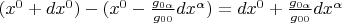 $(x^0+dx^0) - (x^0 - \frac{g_{0\alpha}}{g_{00}}dx^\alpha) = dx^0 + \frac{g_{0\alpha}}{g_{00}}dx^\alpha$