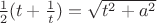 $\frac12(t+\frac1t)=\sqrt{t^2+a^2}$