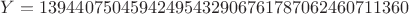 $Y=13944075045942495432906761787062460711360$
