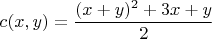 \[
c(x,y) = \frac{(x+y)^2+3x+y}{2}
\]