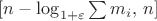 $[n-\log_{1+\varepsilon} \sum m_i,\,n]$