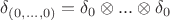 $\delta_{(0,...,0)}=\delta_0\otimes...\otimes\delta_0$