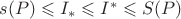 $s(P) \leqslant I_{*} \leqslant I^{*} \leqslant S(P)$