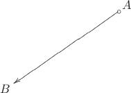 $\xymatrix{
&&&A\ar@{o->}[llldd]\\
\\
B
}$