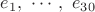 $e_1, ~\cdots, ~ e_{30}$