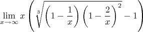 $$\lim_{x\to \infty}x\left( \sqrt[3]{\left(1-\frac{1}{x}\right)\left(1-\frac{2}{x}\right)^2} - 1\right)$$