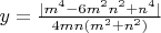$y=\frac{|m^4-6m^2n^2+n^4|}{4mn(m^2+n^2)}$