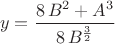$$\[y=\frac{8\,{B}^{2}+{A}^{3}}{8\,{B}^{\frac{3}{2}}}\]$