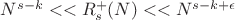 $N^{s-k}<<R^{+}_s(N)<<N^{s-k+\epsilon}$