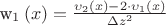 {w_1}\left( x \right) = \frac{{{\upsilon _2}\left( x \right) - 2 \cdot {\upsilon _1}\left( x \right)}}{{\Delta {z^2}}}