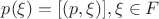 $p(\xi)=[(p,\xi)], \xi\in F$