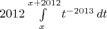 $2012 \int\limits_{x}^{x+2012} t^{-2013} \,dt$
