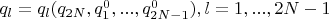 $q_l=q_l(q_{2N},q_1^0,...,q_{2N-1}^0),l=1,...,2N-1$