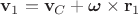 $\mathbf v_1=\mathbf v_C+\boldsymbol{\omega}\times\mathbf r_1$