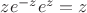 $ze^{-z}e^z=z$