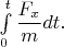 $\int \limits _0^t\dfrac {F_x}{m}dt.$