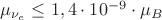 $ \mu_{ \nu _{e}}  \leq 1,4 \cdot 10^{-9} \cdot  \mu _{B} $