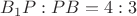 $B_1P:PB=4:3$