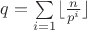$q=\sum \limits_{i=1}\lfloor {\frac {n}{p^i}}\rfloor  $