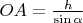 $OA= \frac h {\sin\alpha} $