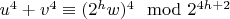 $u^4+v^4\equiv (2^hw)^4 \mod 2^{4h+2}$